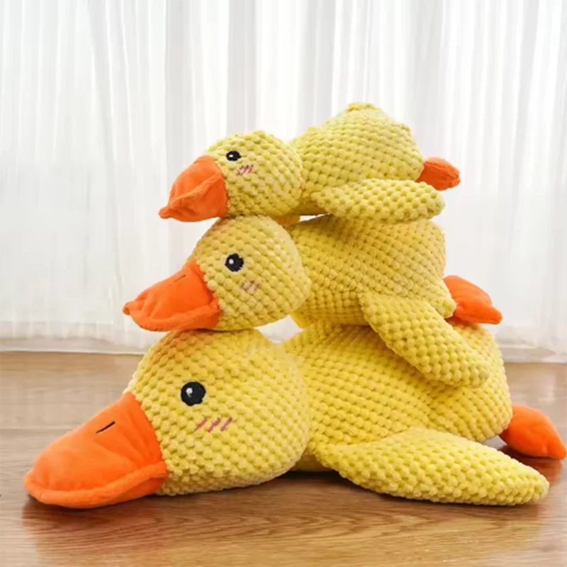 Plush Yellow Duck Squeaky Dog Toy