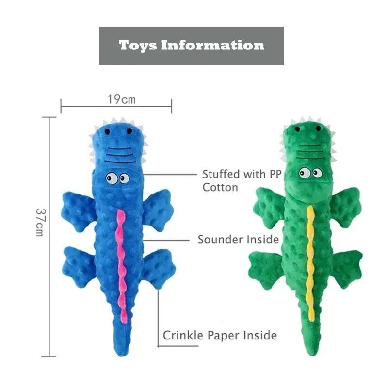 Soft squeaky plush crocodile dog toy – photo 8