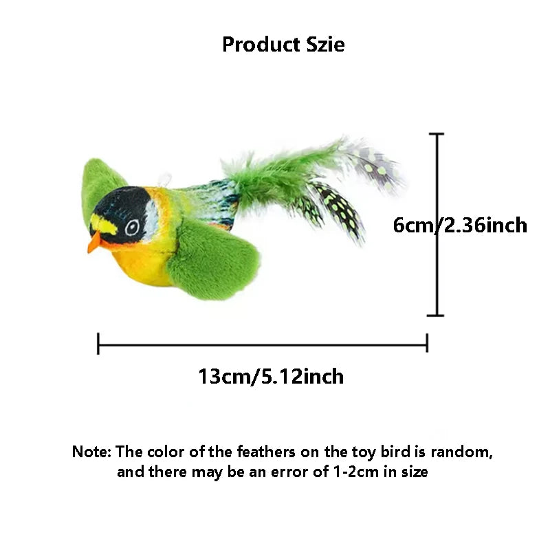 Fabric chirping bird cat toy on an elastic rope – photo 8