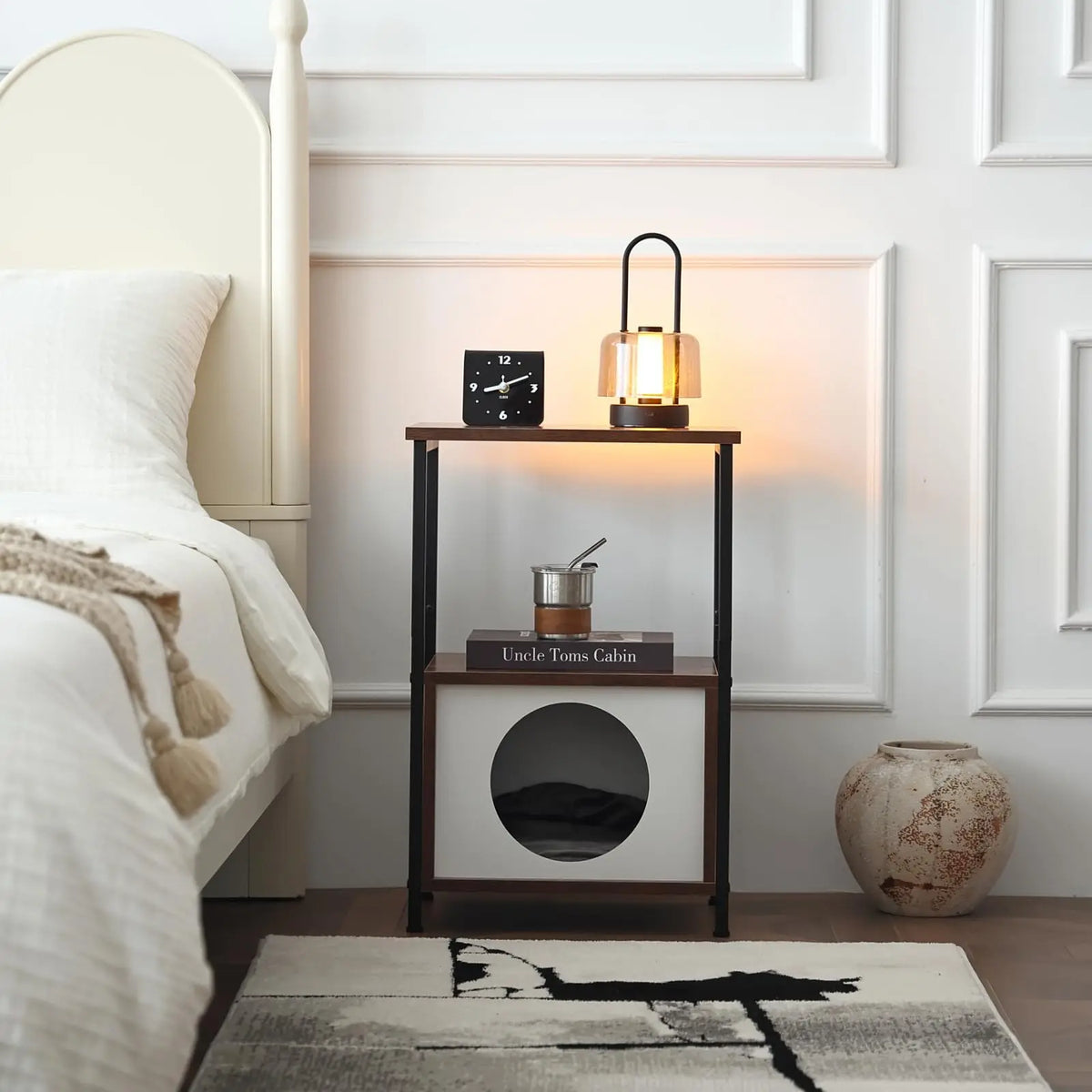 Two-Tier Side Table with Built-In Cat House