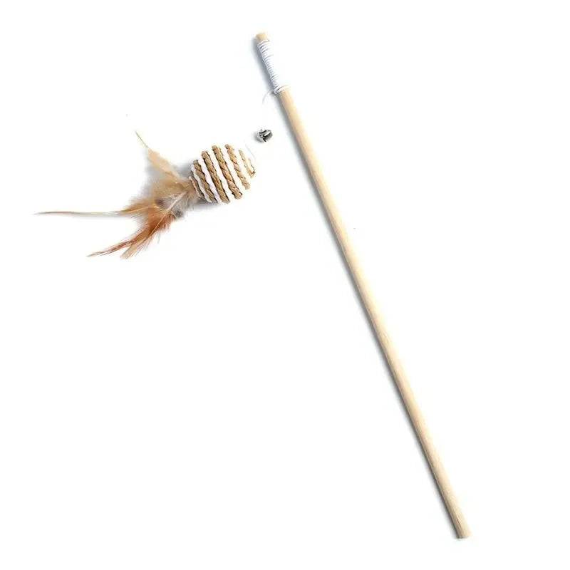 Wooden cat teaser wand toy with toy on a line – photo 12
