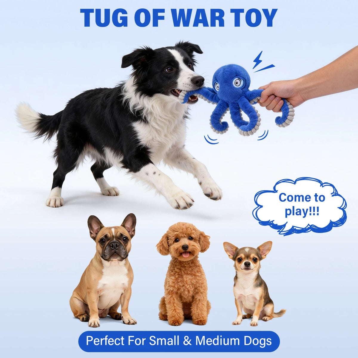 Plush octopus squeaky dog toy with elastic crinkle legs – photo 4