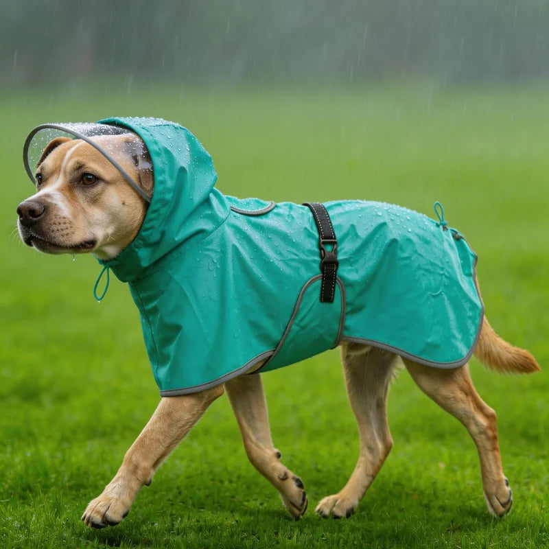 Hooded Waterproof Raincoat for Medium & Large Dogs