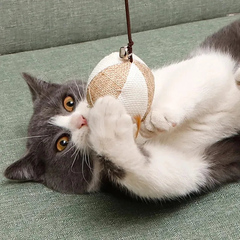 Wooden cat teaser wand toy with toy on a line – photo 2