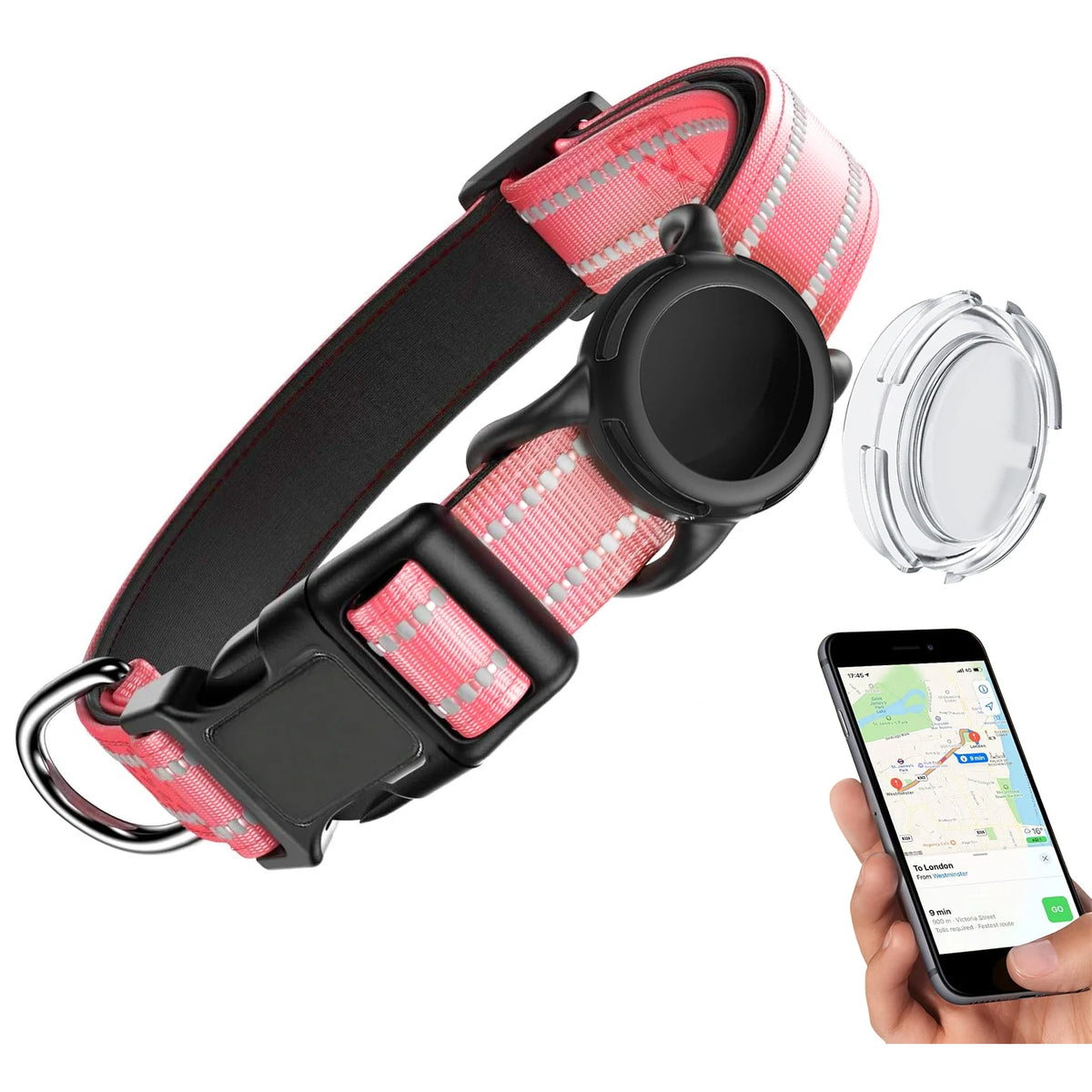 Reflective Dog Collar with Tracker Holder – photo 15