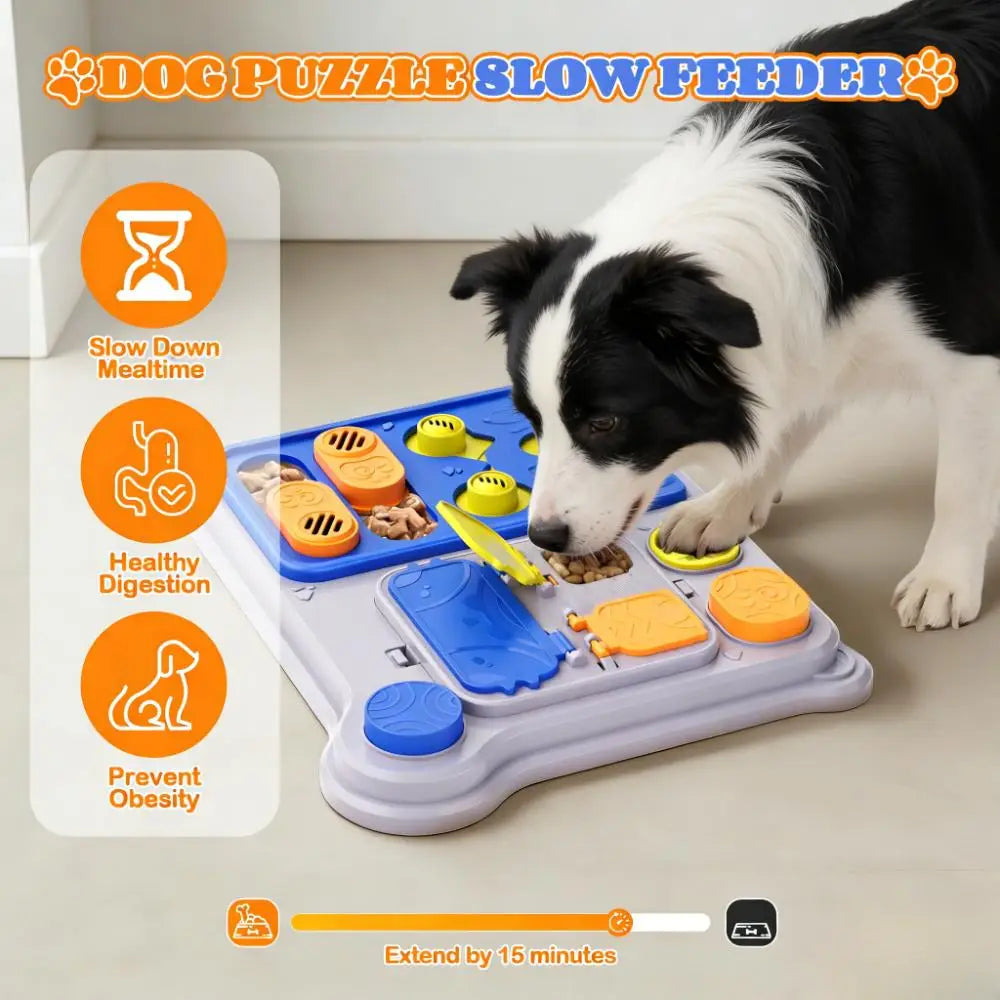 Dog playing with an interactive treat puzzle toy – photo 4