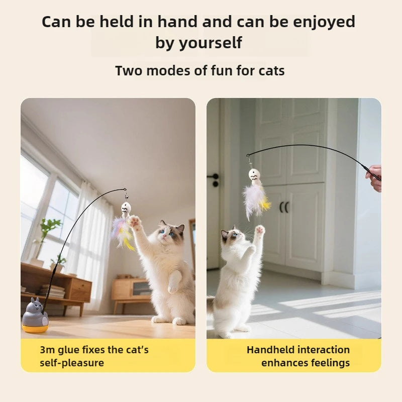 Self-Play Cat Teaser Pole with Springy Steel Wire & Feather