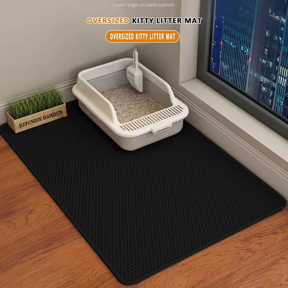 Two-Layer Cat Litter Mat with Waterproof Base