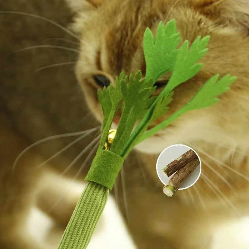 Green felt catnip chew stick cat toy – photo 6