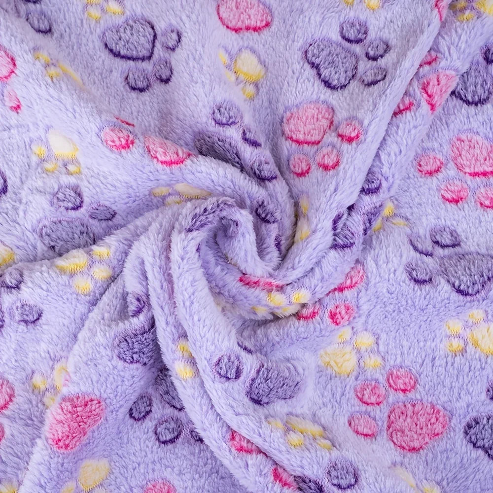 Purple fleece paw print pet blanket – photo 6