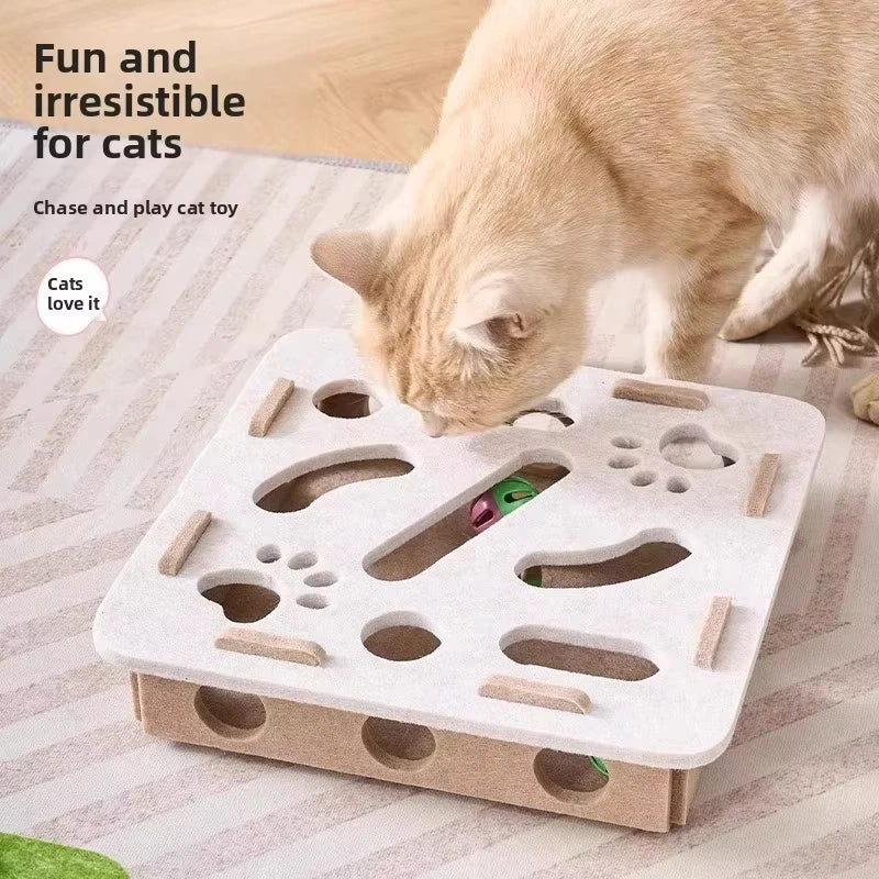 Felt cat puzzle box toy with a ball inside – photo 2
