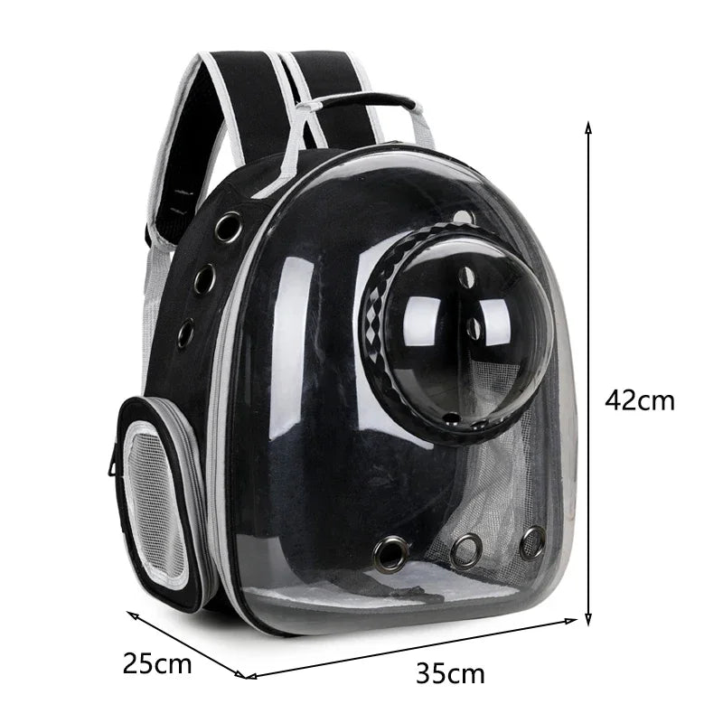 Black cat carrier backpack with clear bubble window – photo 5