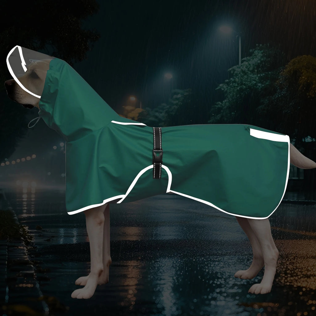 Hooded Waterproof Raincoat for Medium & Large Dogs