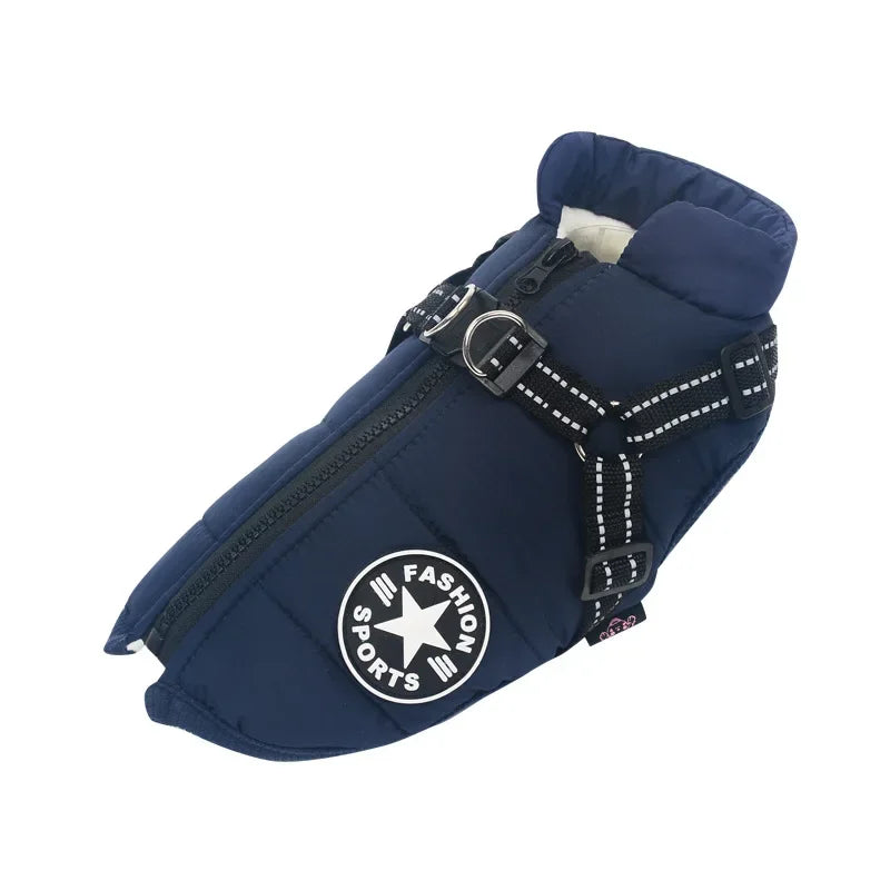 Waterproof winter dog coat with built-in harness – photo 7
