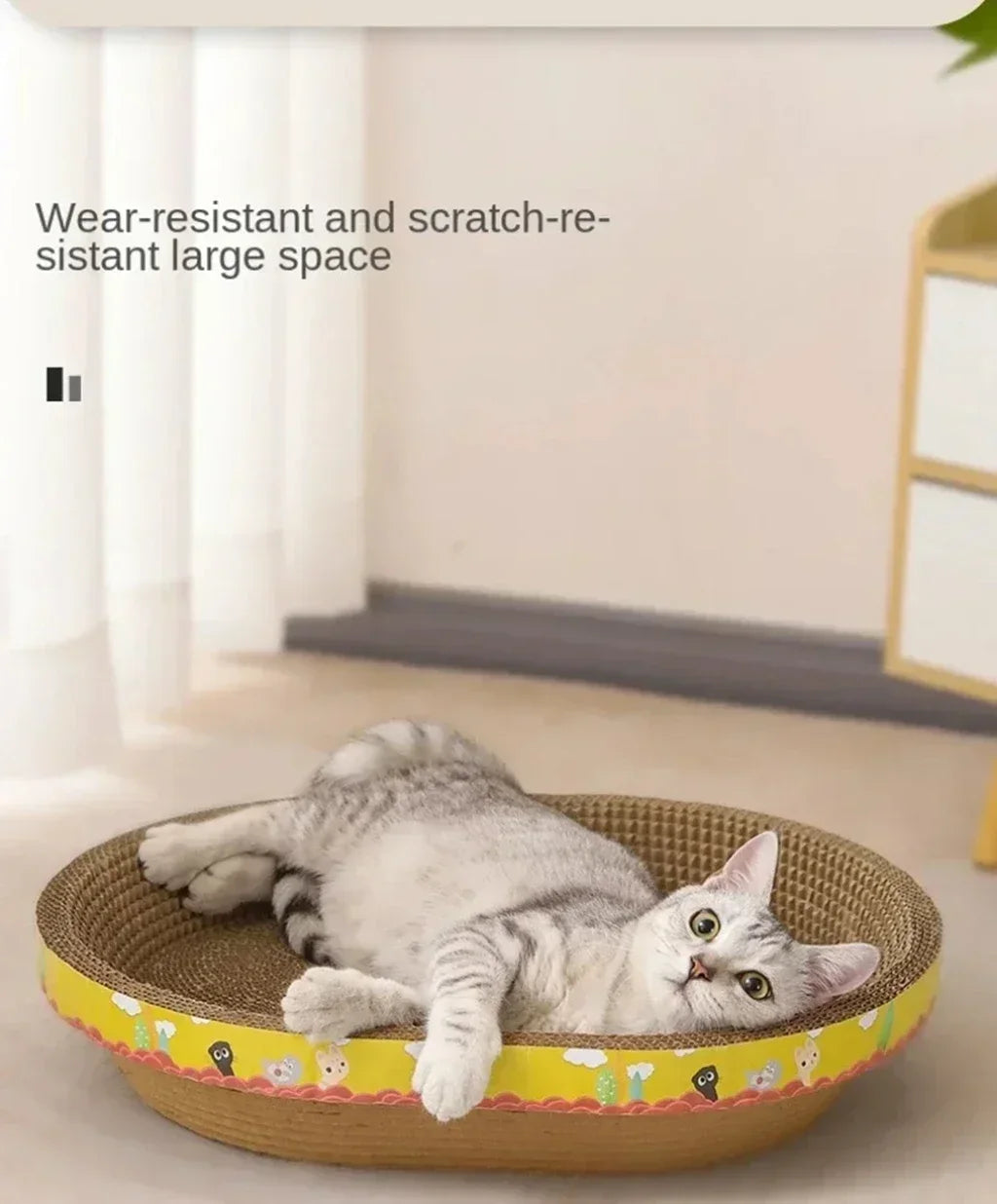 Cat on an oval corrugated cardboard scratcher – photo 7