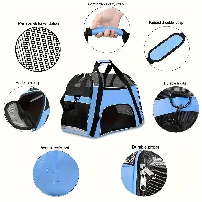 Soft foldable mesh pet carrier bag – photo 4