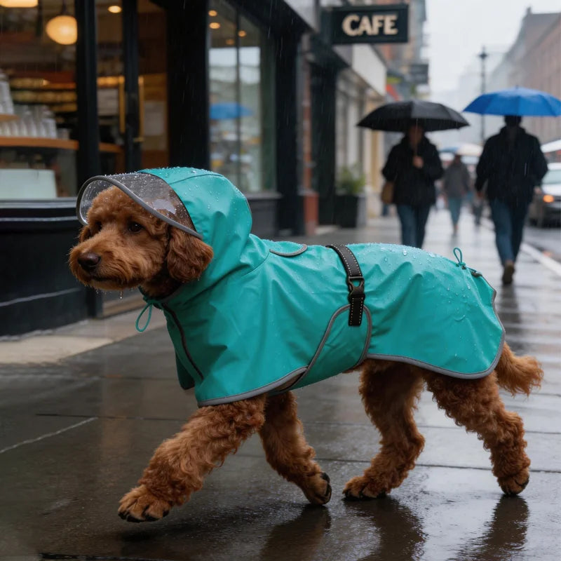 Hooded Waterproof Raincoat for Medium & Large Dogs