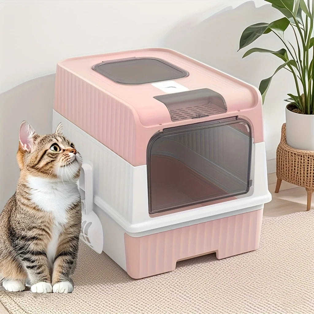 Enclosed cat litter box with pull-out drawer and scoop – photo 5