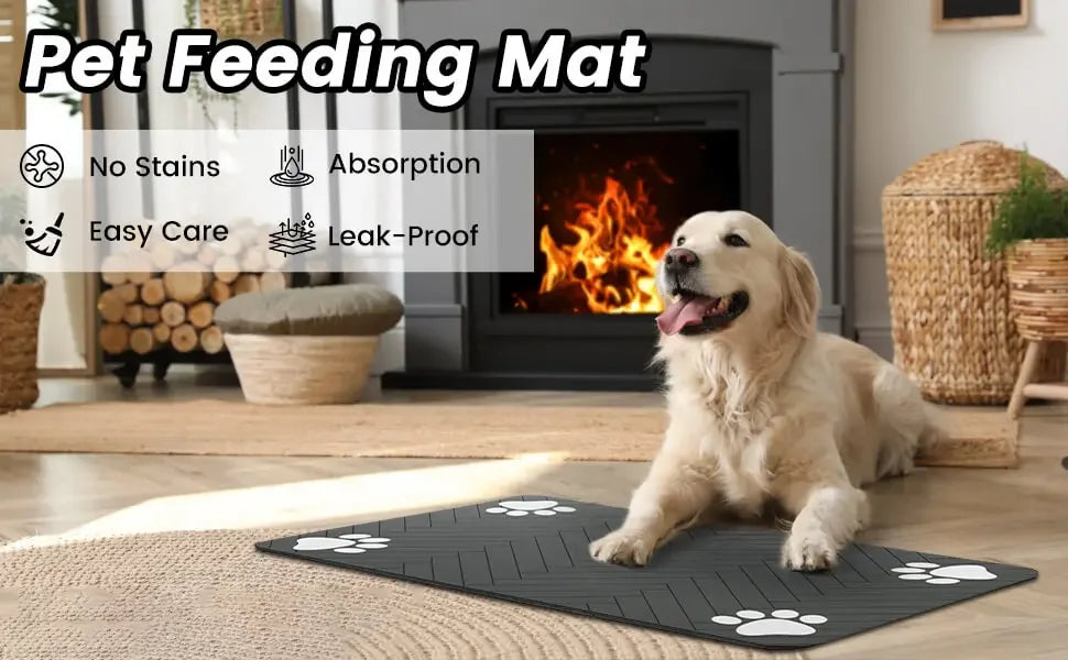 Absorbent pet feeding mat under food and water bowls – photo 7