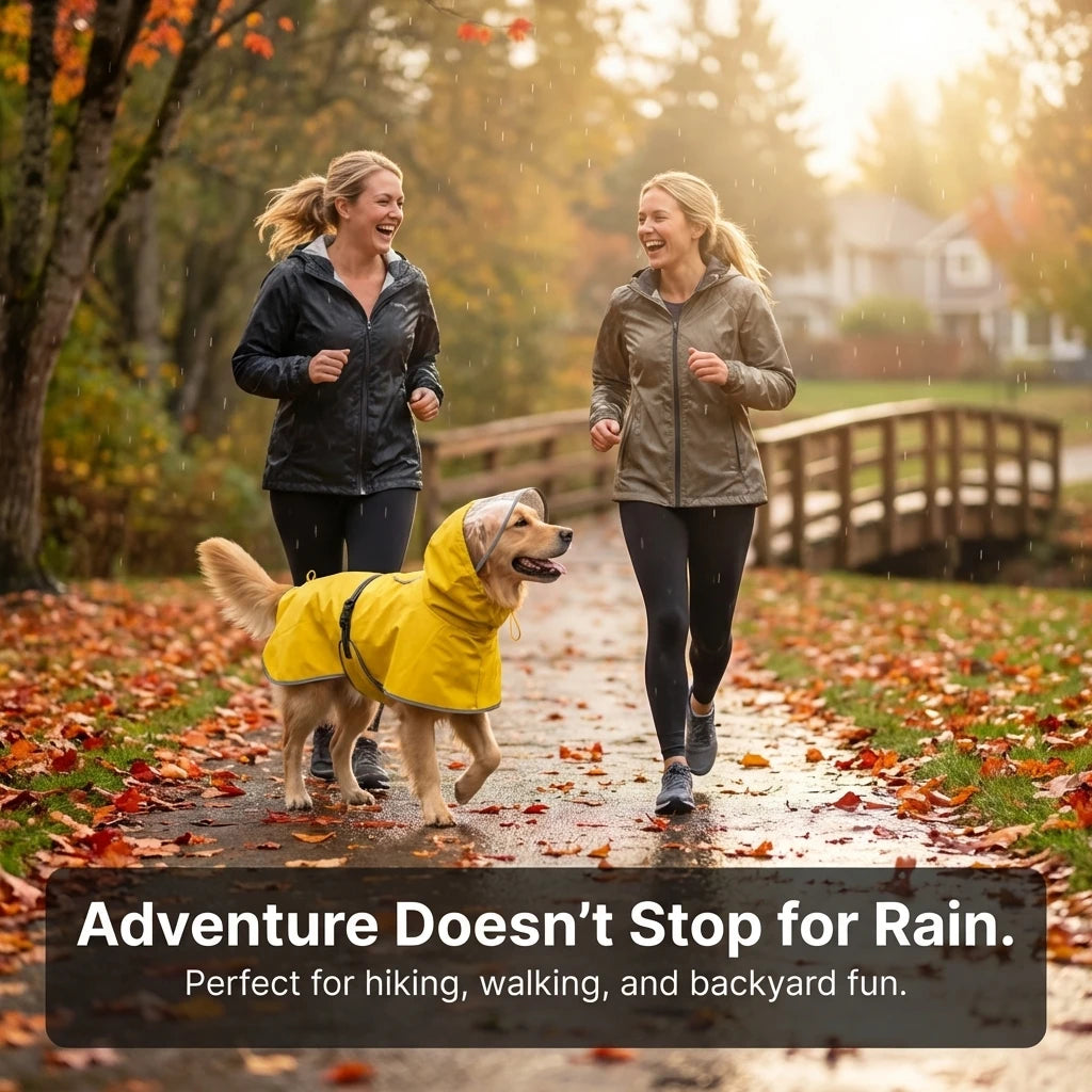 Hooded Waterproof Raincoat for Medium & Large Dogs