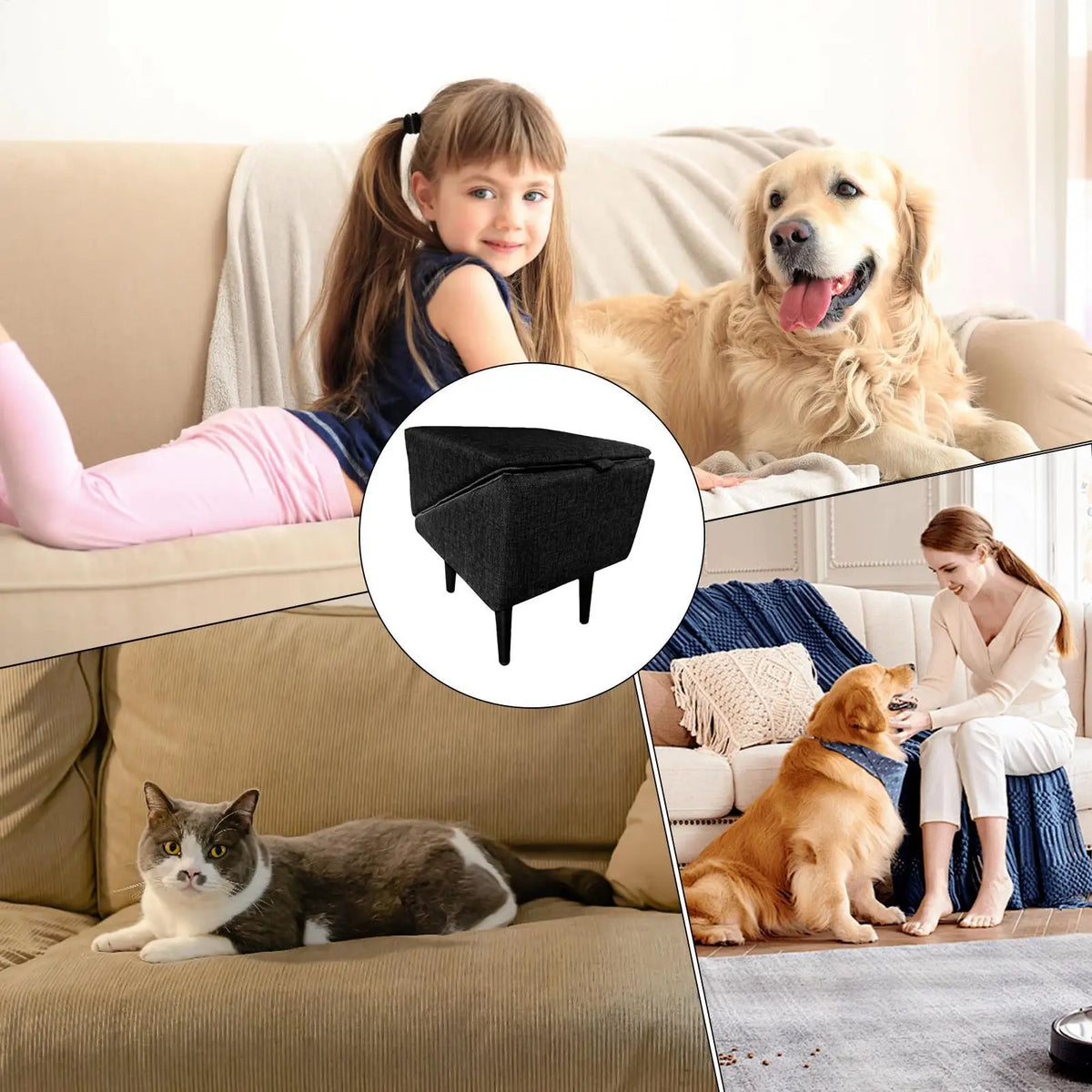 Foldable wooden pet ramp with non-slip fabric cover beside a bed – photo 9