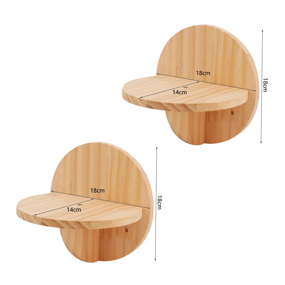 Wall-Mounted Pine Cat Shelves & Perches