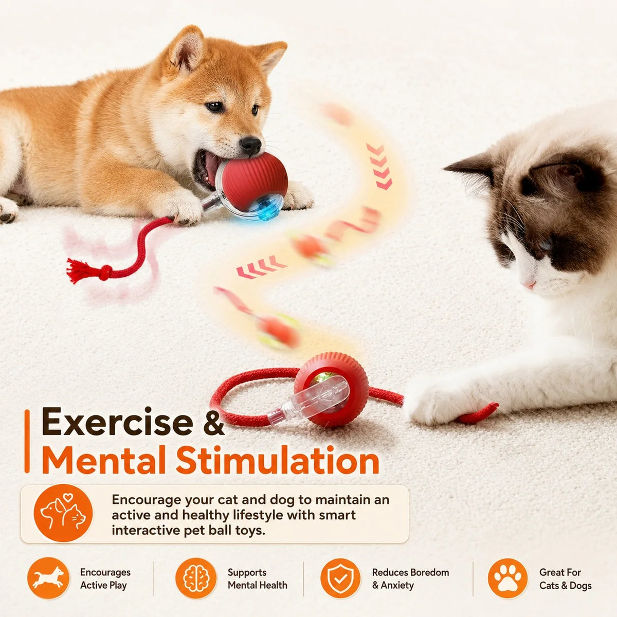 Automatic rolling ball toy for dogs with tail – photo 12