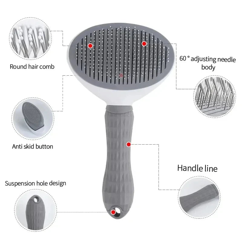 Self-cleaning slicker brush for dog and cat grooming – photo 5