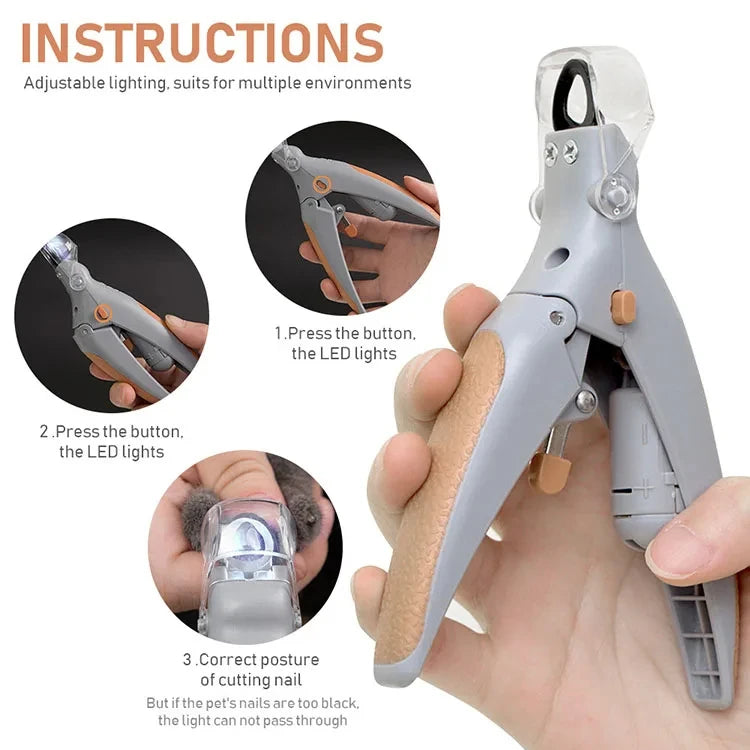 Stainless steel pet nail clippers with built-in LED light – photo 10