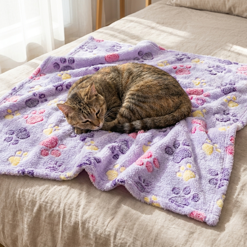 Soft Fleece Paw Print Blanket for Cats & Dogs