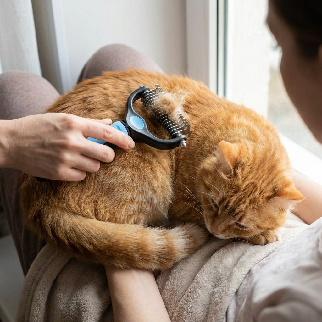 Stainless Steel Deshedding Brush for Cats & Dogs