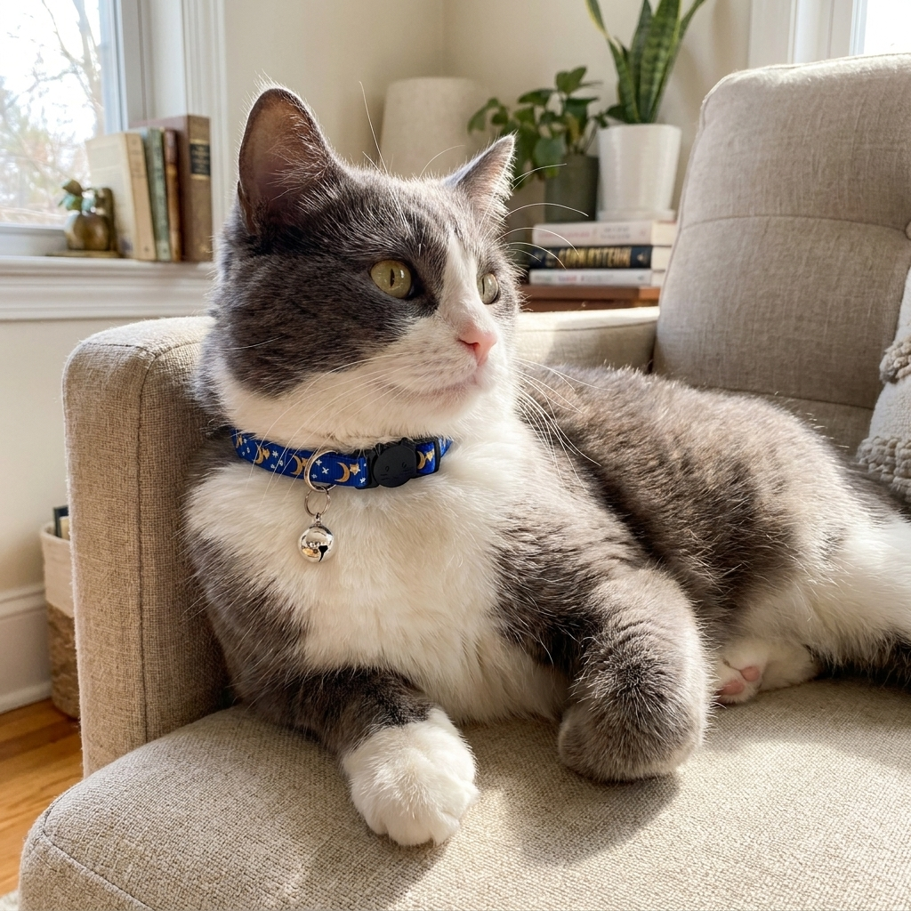 Star & Moon Cat Collar with Bell