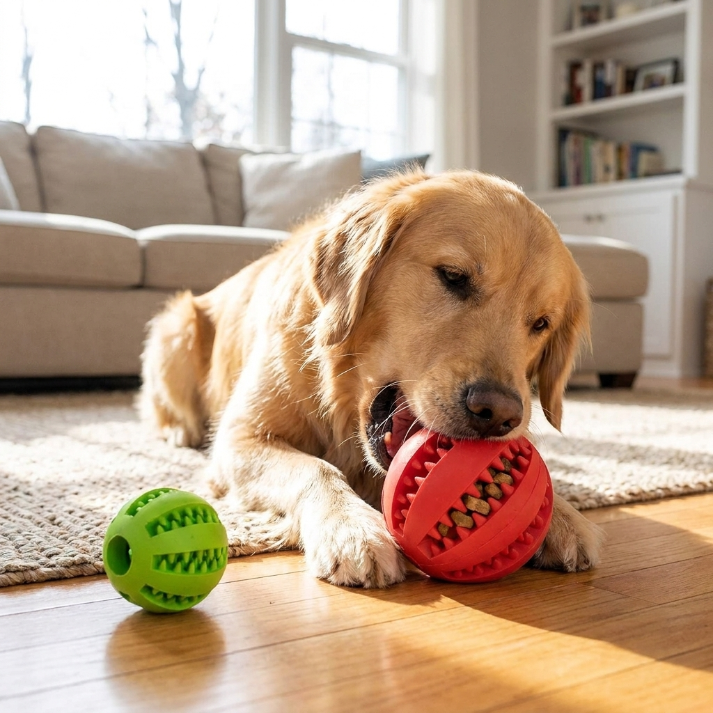 Treat Dispensing Rubber Ball for Dogs