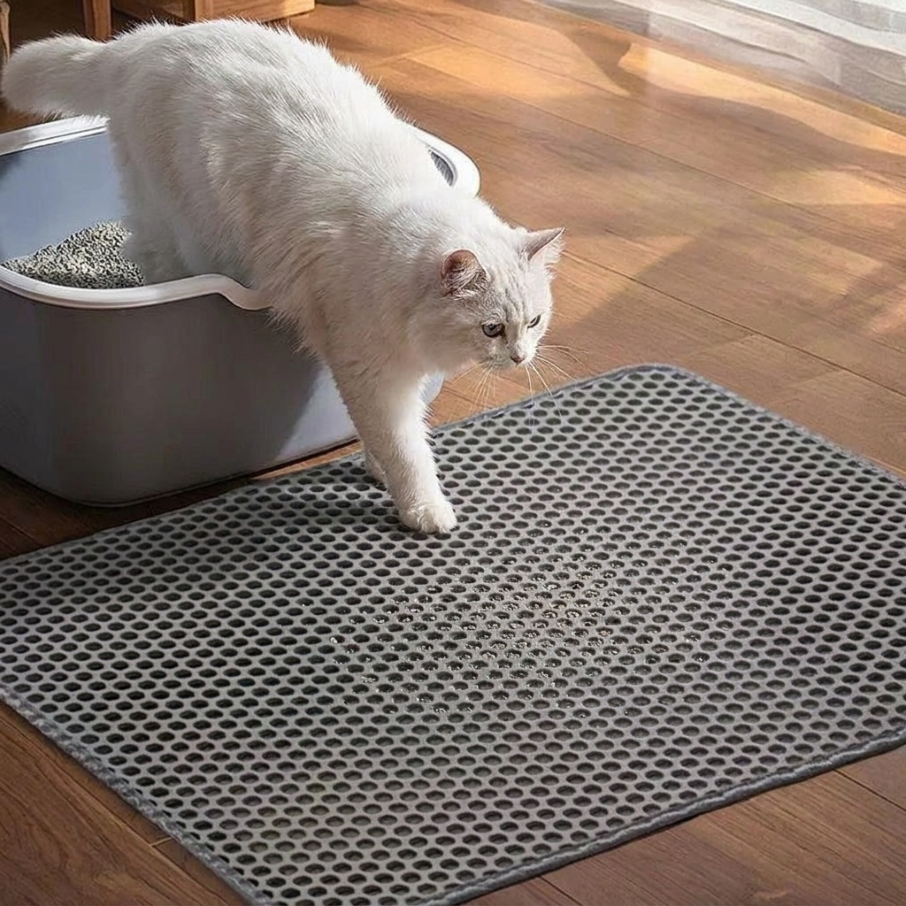 Two-Layer Cat Litter Mat with Waterproof Base